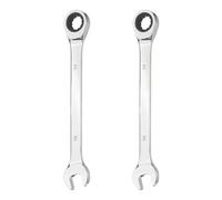 sourcing map 2Pcs Ratcheting Combination Wrench 14mm Metric 12-Point Ratchet Box and Open End CR-V Steel Double Ended Spanner for Automotive Pipe Furniture Machinery DIY Repair, Silver White