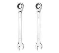 sourcing map 2Pcs Ratcheting Combination Wrench 15mm Metric 12-Point Ratchet Box and Open End CR-V Steel Double Ended Spanner for Automotive Pipe Furniture Machinery DIY Repair, Silver White