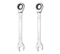 sourcing map 2Pcs Ratcheting Combination Wrench 16mm Metric 12-Point Ratchet Box and Open End CR-V Steel Double Ended Spanner for Automotive Pipe Furniture Machinery DIY Repair, Silver White