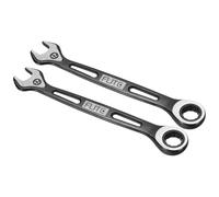 sourcing map 2Pcs Ratcheting Combination Wrench 17mm Stubby Wrench Metric High Carbon Steel Double 12-Point Box Open-Ended Ratchet Spanner Tool for Household Garage Workshop Auto Repairs, Black