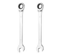 sourcing map 2Pcs Ratcheting Combination Wrench 18mm Metric 12-Point Ratchet Box and Open End CR-V Steel Double Ended Spanner for Automotive Pipe Furniture Machinery DIY Repair, Silver White