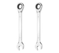 sourcing map 2Pcs Ratcheting Combination Wrench 19mm Metric 12-Point Ratchet Box and Open End CR-V Steel Double Ended Spanner for Automotive Pipe Furniture Machinery DIY Repair, Silver White