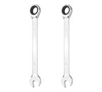 sourcing map 2Pcs Ratcheting Combination Wrench 21mm Metric 12-Point Ratchet Box and Open End CR-V Steel Double Ended Spanner for Automotive Pipe Furniture Machinery DIY Repair, Silver White