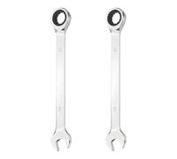 sourcing map 2Pcs Ratcheting Combination Wrench 22mm Metric 12-Point Ratchet Box and Open End CR-V Steel Double Ended Spanner for Automotive Pipe Furniture Machinery DIY Repair, Silver White