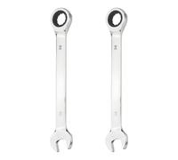 sourcing map 2Pcs Ratcheting Combination Wrench 24mm Metric 12-Point Ratchet Box and Open End CR-V Steel Double Ended Spanner for Automotive Pipe Furniture Machinery DIY Repair, Silver White