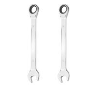 sourcing map 2Pcs Ratcheting Combination Wrench 27mm Metric 12-Point Ratchet Box and Open End CR-V Steel Double Ended Spanner for Automotive Pipe Furniture Machinery DIY Repair, Silver White