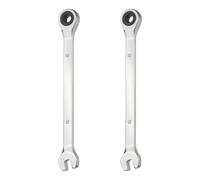 sourcing map 2Pcs Ratcheting Combination Wrench 6mm Metric 12-Point Ratchet Box and Open End CR-V Steel Double Ended Spanner for Automotive Pipe Furniture Machinery DIY Repair, Silver White