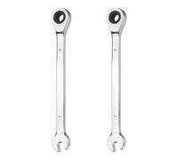 sourcing map 2Pcs Ratcheting Combination Wrench 7mm Metric 12-Point Ratchet Box and Open End CR-V Steel Double Ended Spanner for Automotive Pipe Furniture Machinery DIY Repair, Silver White
