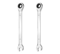 sourcing map 2Pcs Ratcheting Combination Wrench 9mm Metric 12-Point Ratchet Box and Open End CR-V Steel Double Ended Spanner for Automotive Pipe Furniture Machinery DIY Repair, Silver White