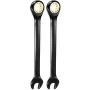 sourcing map 2Pcs Ratcheting Spanner 17mm Metric Open End Wrench 72-Teeth CR-V Steel 12 Point Nickel Plated Combination Ratchet Wrench for Fasteners Nut Bolt