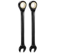 sourcing map 2Pcs Ratcheting Spanner 18mm Metric Open End Wrench 72-Teeth CR-V Steel 12 Point Nickel Plated Combination Ratchet Wrench for Fasteners Nut Bolt