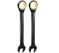 sourcing map 2Pcs Ratcheting Spanner 30mm Metric Open End Wrench 72-Teeth CR-V Steel 12 Point Nickel Plated Combination Ratchet Wrench for Fasteners Nut Bolt