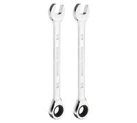 sourcing map 2pcs Ratcheting Wrench 1/2 Inch Box and Open End 45# Carbon Steel Chromium Plated 12-Point 72-Teeth Combination Wrench for Home Auto Repair Machine Maintenance