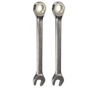 sourcing map 2Pcs Ratcheting Wrench 13mm Metric Open End 90-Teeth CR-V Steel Nickel Plated Fixed Head Combination Ratchet Wrench for Fasteners Nut Bolt