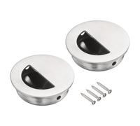 sourcing map 2pcs Recessed Handle Stainless Steel 35mm/1.38" Semicircle Sliding Door Pulls with Screws, Round Embedded Design Finger Pulls Handles for Sliding Barn Bypass Doors Wardrobe Drawer