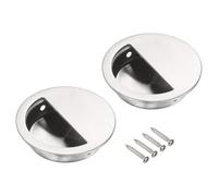 sourcing map 2pcs Recessed Handle Stainless Steel 40mm/1.57" Semicircle Sliding Door Pulls with Screws, Round Embedded Design Finger Pulls Handles for Sliding Barn Bypass Doors Wardrobe Drawer