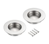 sourcing map 2pcs Recessed Handle Stainless Steel 52mm/2.05" Round Sliding Door Pulls with Screws, Round Embedded Design Finger Pulls Handles for Sliding Barn Bypass Doors Wardrobe Drawer