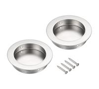 sourcing map 2pcs Recessed Handle Stainless Steel 59mm/2.32" Round Sliding Door Pulls with Screws, Round Embedded Design Finger Pulls Handles for Sliding Barn Bypass Doors Wardrobe Drawer
