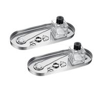 sourcing map 2pcs Rectangle Serving Trays, 4 x 9inch Metal Serving Platter Board Bathroom Tray for Coffee Party Home Decor Cheese Dish Cake Dessert, Silver