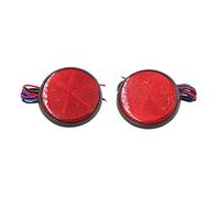 sourcing map 2pcs Red LED Light Round Shape Motorcycle Reflector Rear Tail Brake Stop Lamp