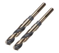 sourcing map 2pcs Reduced Shank Twist Drill Bits 15.5mm Black Nitride & Gold Titanium Coated High Speed Steel 4341 with 10mm Shank for Stainless Steel Alloy Metal Plastic Wood