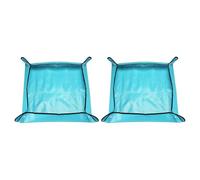 sourcing map 2pcs Repotting Mat 19.7" x 19.7" PE Cloth Waterproof Plant Repotting Mat Foldable Portable Gardening Potting Tray with Plastic Buckle for Indoor Plant Change Soil Watering, Blue