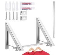 sourcing map 2pcs Retractable Clothes Rack for Laundry, Aluminum Clothes Drying Rack Wall Mounted with 80cm/31 Rod, Folding Clothes Hanger Drying Rack for Bathroom Silver Tone
