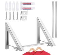 sourcing map 2pcs Retractable Clothes Rack for Laundry, Aluminum Clothes Drying Rack Wall Mounted with 120cm/47 Rod, Folding Clothes Hanger Drying Rack for Bathroom Silver Tone