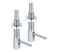 sourcing map 2Pcs Retractable Indexing Plunger Pin, M6 L Spring Plunger Carbon Steel Spring Loaded Latch Telescopic Locking Pin with Nut for Machinery Shipbuilding