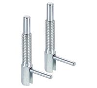 sourcing map 2Pcs Retractable Indexing Plunger Pin, M6 L Spring Plunger Carbon Steel Spring Loaded Latch Telescopic Locking Pin for Machinery Shipbuilding