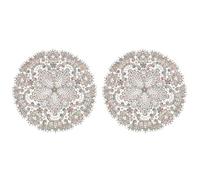 sourcing map 2Pcs Retro Lace Placemats, 10.6x10.6inch Round French Crochet Doilies Central Hollow Flower Vase Mat Coaster for Dining Table Home Decoration, Glossy Multicolor