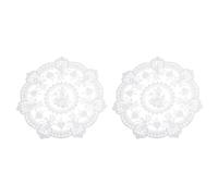 sourcing map 2Pcs Retro Lace Placemats, 13x13inch Round French Crochet Doilies Delicate Embroidered Vase Mat Coaster for Dining Table Home Decoration, White