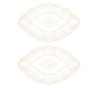 sourcing map 2Pcs Retro Lace Placemats, French Crochet Doilies Oval Embroidered Hollow Cup Vase Table Mat for Dining Table Kitchen Party 15x11inch, Apricot