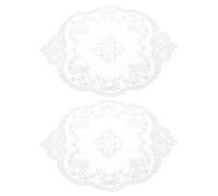sourcing map 2Pcs Retro Lace Placemats, French Crochet Doilies Oval Embroidered Hollow Cup Vase Table Mat for Dining Table Kitchen Party 17x12inch, White