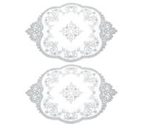 sourcing map 2Pcs Retro Lace Placemats, French Crochet Doilies Oval Embroidered Hollow Cup Vase Table Mat for Dining Table Kitchen Party 17x12inch, Grey