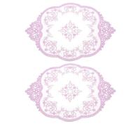 sourcing map 2Pcs Retro Lace Placemats, French Crochet Doilies Oval Embroidered Hollow Cup Vase Table Mat for Dining Table Kitchen Party 17x12inch, Purple