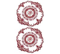 sourcing map 2Pcs Retro Lace Placemats, French Crochet Doilies Round Embroidered Hollow Cup Vase Table Mat for Dining Table Kitchen Party 11.02x11.02inch, Wine Red