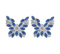 sourcing map 2Pcs Rhinestone Butterfly Patches, Iron-on Beaded Appliques, Bling Clothing Repair Decoration Patches for Hats Shoe Bags DIY Accessories, Dark Blue