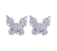 sourcing map 2Pcs Rhinestone Butterfly Patches, Iron-on Beaded Appliques, Bling Clothing Repair Decoration Patches for Hats Shoe Bags DIY Accessories, Purple