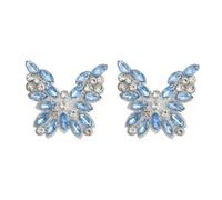 sourcing map 2Pcs Rhinestone Butterfly Patches, Iron-on Beaded Appliques, Bling Clothing Repair Decoration Patches for Hats Shoe Bags DIY Accessories, Light Blue