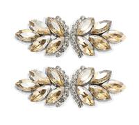 sourcing map 2Pcs Rhinestone Crystal Applique, Handmade Beaded Patches Sew on Patch Crystal Sewing Applique for Bridal Sash Wedding Dress Shoes Bags, Gold/Silver White