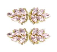 sourcing map 2Pcs Rhinestone Crystal Applique, Handmade Beaded Patches Sew on Patch Crystal Sewing Applique for Bridal Sash Wedding Dress Shoes Bags, Pink/Light Gold
