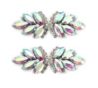 sourcing map 2Pcs Rhinestone Crystal Applique, Handmade Beaded Patches Sew on Patch Crystal Sewing Applique for Bridal Sash Wedding Dress Shoes Bags, AB Color/Silver White