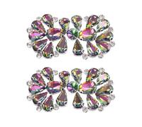 sourcing map 2Pcs Rhinestone Crystal Applique, Rhinestone Iron on Patch, Bow Hot Fix Crystal Sewing Applique for Bridal Sash Wedding Dress Shoes Bags, Multicolor