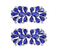 sourcing map 2Pcs Rhinestone Crystal Applique, Rhinestone Iron on Patch, Bow Hot Fix Crystal Sewing Applique for Bridal Sash Wedding Dress Shoes Bags, Sapphire Blue