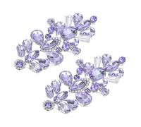 sourcing map 2Pcs Rhinestone Crystal Applique, Rhinestone Iron on Patch, Hot Fix Crystal Sewing Applique for Bridal Sash Wedding Dress Shoes Bags, Purple