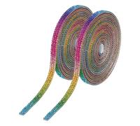 sourcing map 2Pcs Rhinestone Ribbon Self Adhesive Crystal Rhinestone Strips 0.66cm x 3 Yard Bling Rhinestone Ribbon Roll 3 Rows for DIY Crafts Wedding Clothing Nails Decoration, Rainbow