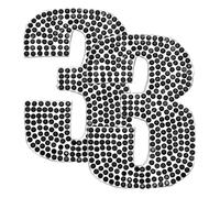 sourcing map 2Pcs Rhinestone Self Adhesive Number Stickers Medium Numbers Patches Embroidered Sew on Appliques for DIY Crafts Clothing Decorations, Black 3
