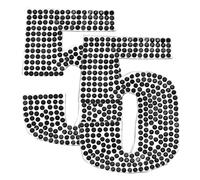 sourcing map 2Pcs Rhinestone Self Adhesive Number Stickers Medium Numbers Patches Embroidered Sew on Appliques for DIY Crafts Clothing Decorations, Black 5