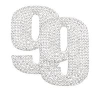 sourcing map 2Pcs Rhinestone Self Adhesive Number Stickers Medium Numbers Patches Embroidered Sew on Appliques for DIY Crafts Clothing Decorations, White 9